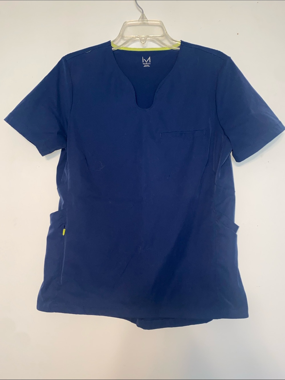 Medelita Navy Short Sleeve V-Notch Scrub Top